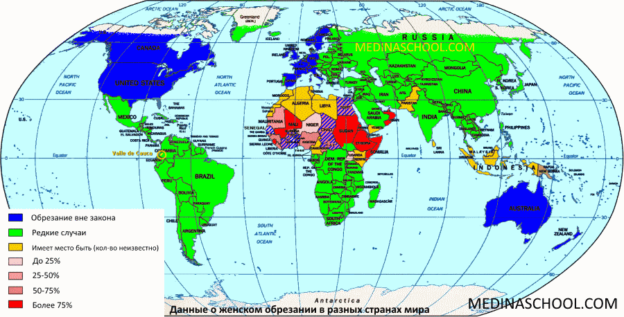 Карта стран где проводят женское обрезание
